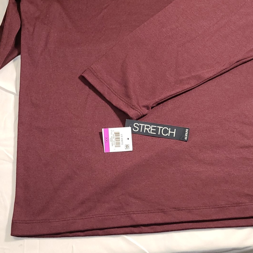 Alfani stretch long-sleeve V-neck deep red - Picture 10 of 16